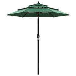vidaXL 3-Tier Garden Parasol with Aluminium Pole Canopy Outdoor Umbrella Green
