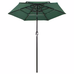 vidaXL 3-Tier Garden Parasol with Aluminium Pole Canopy Outdoor Umbrella Green