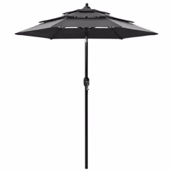 vidaXL 3-Tier Garden Parasol with Aluminium Pole Outdoor Umbrella Anthracite