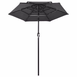vidaXL 3-Tier Garden Parasol with Aluminium Pole Outdoor Umbrella Anthracite