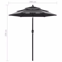 vidaXL 3-Tier Garden Parasol with Aluminium Pole Outdoor Umbrella Anthracite - Additional view 7