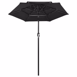 vidaXL 3-Tier Garden Parasol with Aluminium Pole Canopy Outdoor Umbrella Black