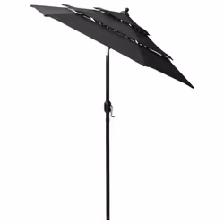 vidaXL 3-Tier Garden Parasol with Aluminium Pole Canopy Outdoor Umbrella Black