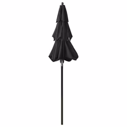 vidaXL 3-Tier Garden Parasol with Aluminium Pole Canopy Outdoor Umbrella Black - Additional view 4