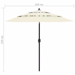 vidaXL 3-Tier Garden Parasol with Aluminium Pole Canopy Outdoor Umbrella Sand - Additional view 7