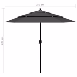 vidaXL 3-Tier Garden Parasol with Aluminium Pole Outdoor Umbrella Anthracite - Additional view 7