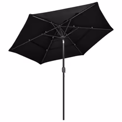 vidaXL 3-Tier Garden Parasol with Aluminium Pole Canopy Outdoor Umbrella Black - Additional view 3