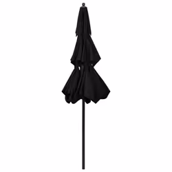 vidaXL 3-Tier Garden Parasol with Aluminium Pole Canopy Outdoor Umbrella Black - Additional view 4