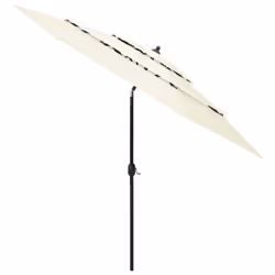 vidaXL 3-Tier Garden Parasol with Aluminium Pole Canopy Outdoor Umbrella Sand - Additional view 2