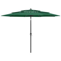 vidaXL 3-Tier Garden Parasol with Aluminium Pole Canopy Outdoor Umbrella Green