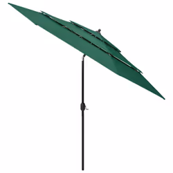 vidaXL 3-Tier Garden Parasol with Aluminium Pole Canopy Outdoor Umbrella Green
