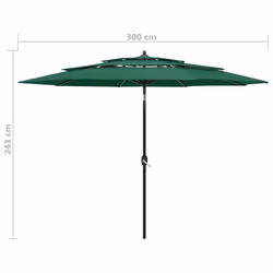 vidaXL 3-Tier Garden Parasol with Aluminium Pole Canopy Outdoor Umbrella Green - Additional view 7
