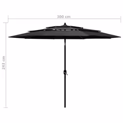 vidaXL 3-Tier Garden Parasol with Aluminium Pole Outdoor Umbrella Anthracite - Additional view 7