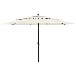 vidaXL 3-Tier Garden Parasol with Aluminium Pole Canopy Outdoor Umbrella Sand