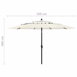 vidaXL 3-Tier Garden Parasol with Aluminium Pole Canopy Outdoor Umbrella Sand - Additional view 7