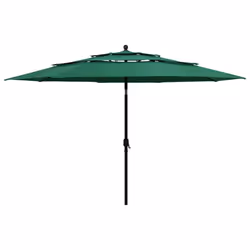 vidaXL 3-Tier Garden Parasol with Aluminium Pole Canopy Outdoor Umbrella Green