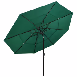 vidaXL 3-Tier Garden Parasol with Aluminium Pole Canopy Outdoor Umbrella Green