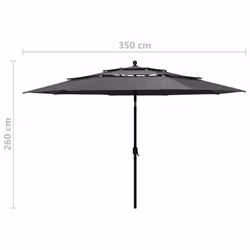 vidaXL 3-Tier Garden Parasol with Aluminium Pole Outdoor Umbrella Anthracite - Additional view 3