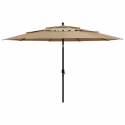 vidaXL 3-Tier Garden Parasol with Aluminium Pole Canopy Outdoor Umbrella Taupe