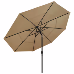 vidaXL 3-Tier Garden Parasol with Aluminium Pole Canopy Outdoor Umbrella Taupe