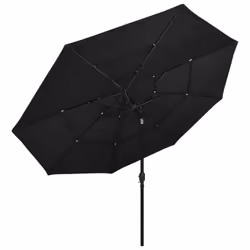 vidaXL 3-Tier Parasol with Aluminium Pole Black Outdoor Patio Sunshade Cover - Additional view 2