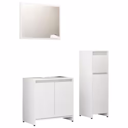 vidaXL Bathroom Furniture Set 3 Piece White Engineered Wood Washroom Cabinet