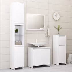vidaXL Bathroom Furniture Set 3 Piece White Engineered Wood Washroom Cabinet - Additional view 4