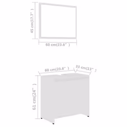 vidaXL Bathroom Furniture Set 3 Piece White Engineered Wood Washroom Cabinet - Additional view 5