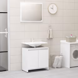 vidaXL Bathroom Furniture Set 3 Piece White Engineered Wood Washroom Cabinet - Additional view 6