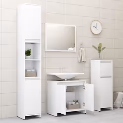 vidaXL Bathroom Furniture Set 3 Piece White Engineered Wood Washroom Cabinet