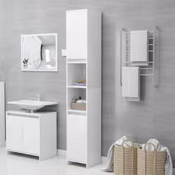 vidaXL Bathroom Furniture Set 3 Piece White Engineered Wood Washroom Cabinet - Additional view 5