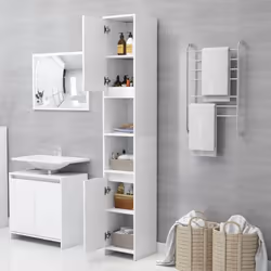 vidaXL Bathroom Furniture Set 3 Piece White Engineered Wood Washroom Cabinet - Additional view 6