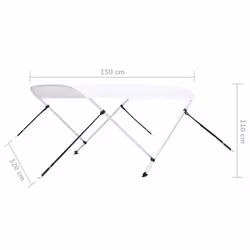 vidaXL 2 Bow Bimini Top White 150x120x110 cm Boat Storage Cover Canopy Awning - Additional view 4