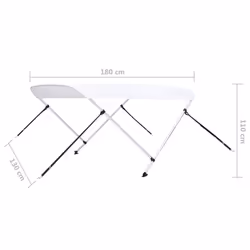 vidaXL 2 Bow Bimini Top White 180x130x110 cm Boat Storage Cover Canopy Awning - Additional view 4