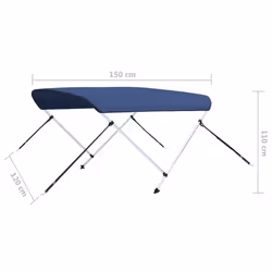 vidaXL 2 Bow Bimini Top Navy Blue 150x120x110 cm Boat Storage Canopy Awning