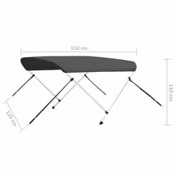 vidaXL 2 Bow Bimini Top Anthracite 150x120x110 cm Boat Storage Canopy Awning - Additional view 6