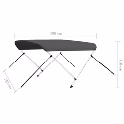 vidaXL 2 Bow Bimini Top Anthracite 180x130x110 cm Boat Storage Canopy Awning - Additional view 6