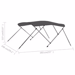 vidaXL 3 Bow Bimini Top Anthracite 183x140x137 cm Boat Storage Canopy Awning - Additional view 5