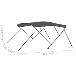 vidaXL 3 Bow Bimini Top Anthracite 183x160x137 cm Boat Storage Canopy Awning - Additional view 4