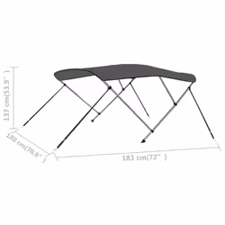 vidaXL 3 Bow Bimini Top Anthracite 183x180x137 cm Boat Storage Canopy Awning - Additional view 6