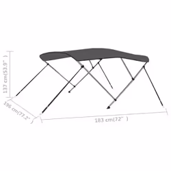 vidaXL 3 Bow Bimini Top Anthracite 183x196x137 cm Boat Storage Canopy Awning - Additional view 8