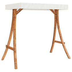 vidaXL Solid Bent Wood Swing Frame with Cream Roof with Teak Finish Bench