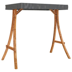 vidaXL Bent Wood Swing Frame with Anthracite Roof with Teak Finish Bench