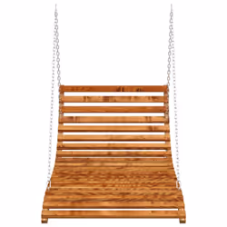 vidaXL Solid Bent Wood Swing Bed with Teak Finish Hanging Wave Lounge Garden