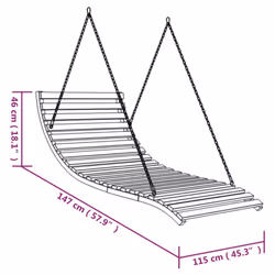 vidaXL Solid Bent Wood Swing Bed with Teak Finish Hanging Wave Lounge Garden