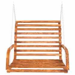 vidaXL Solid Bent Wood Swing Bench with Teak Finish Outdoor Hanging Chair