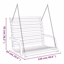 vidaXL Solid Bent Wood Swing Bench with Teak Finish Outdoor Hanging Chair - Additional view 5