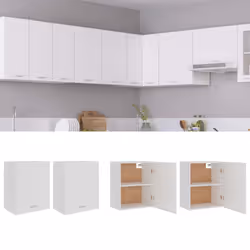 vidaXL 2x Kitchen Cabinets White Engineered Wood Home Storage Shelf Organiser