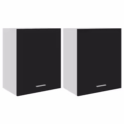 vidaXL 2x Kitchen Cabinets Black Engineered Wood Home Storage Shelf Organiser