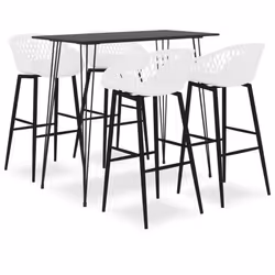 vidaXL Bar Set 5 Piece Black and White Kitchen Dining Room Chair Stool Table